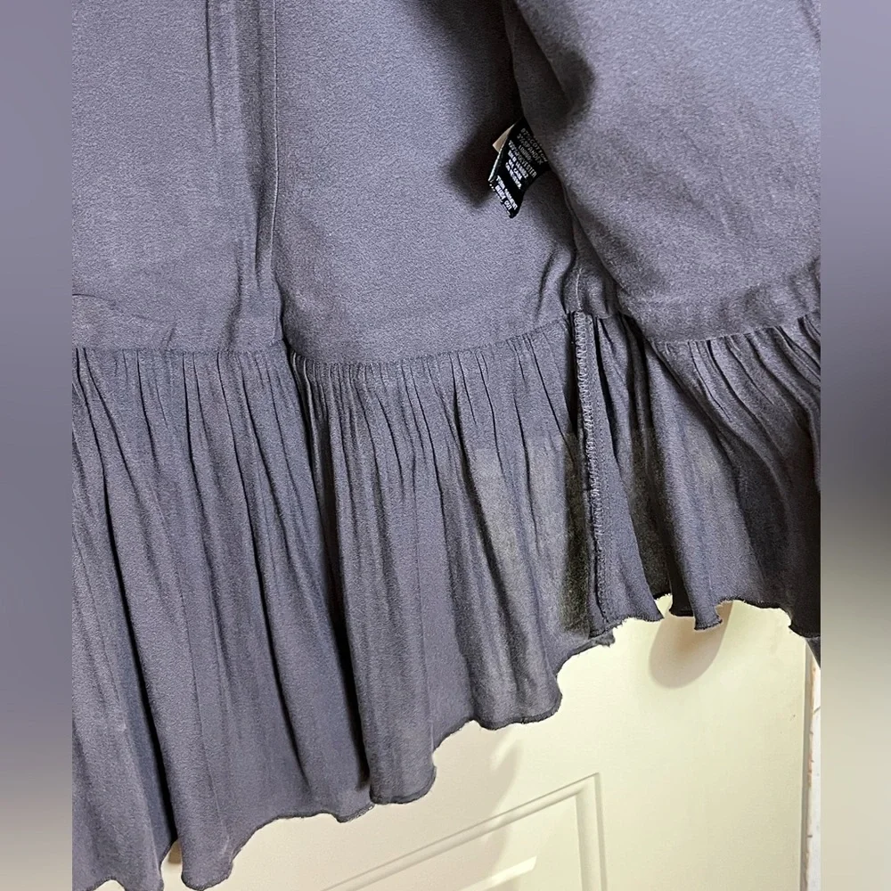 Torrid Ruffle Hem Military Jacket Coat Gray Button Front Size 0 Stretch - Picture 5 of 11